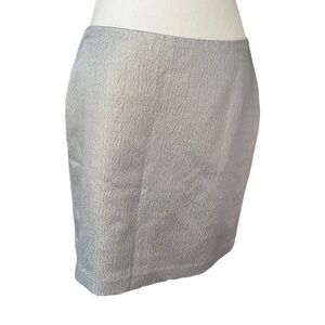NWT Ann Taylor a-line mini Silver gold metallic Women's Skirt sz 6 cocktail silk